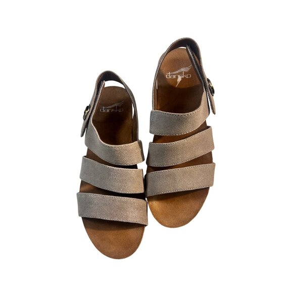 Dansko stacey wedge sandals taupe Size 37 US 6.5 $140 - Picture 2 of 6